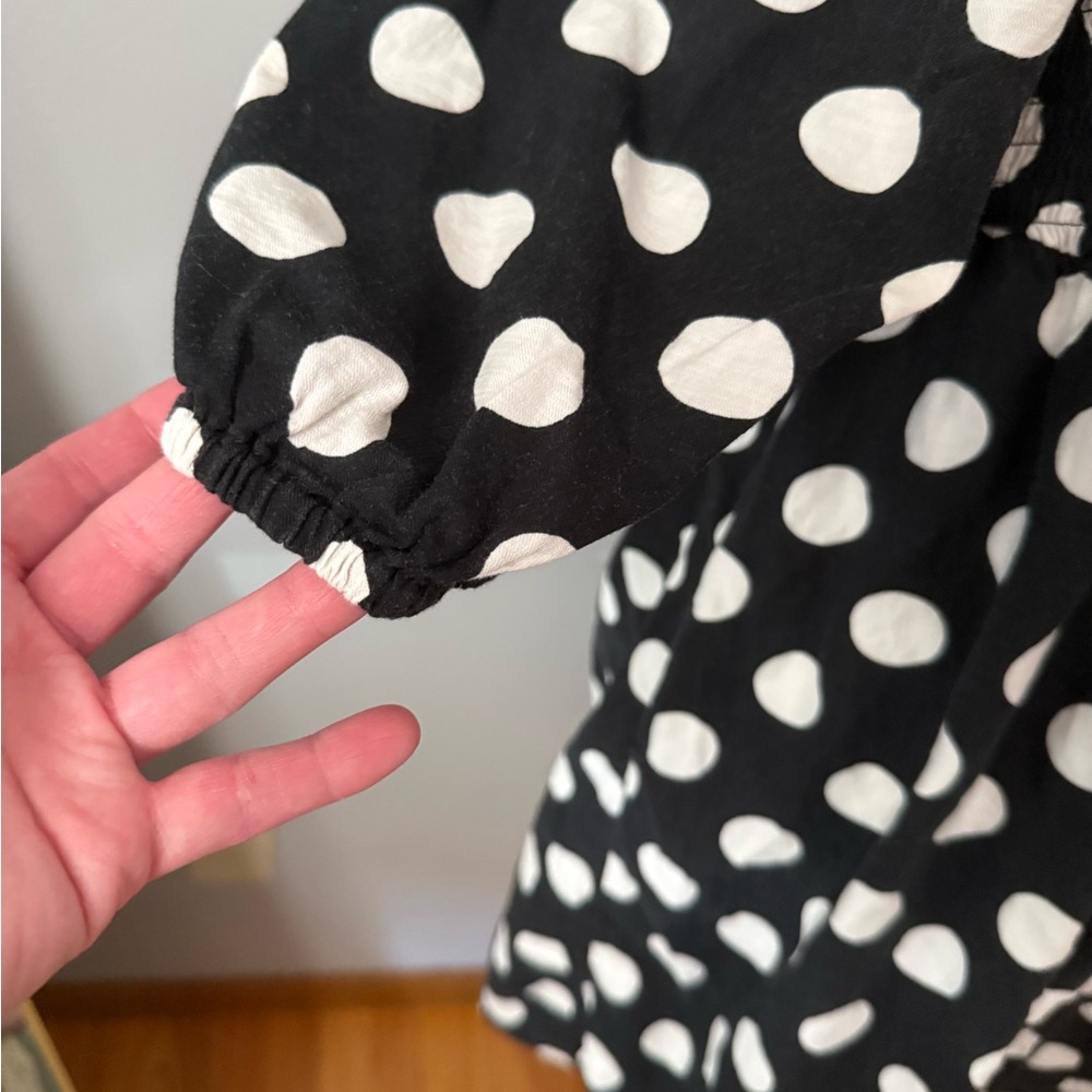 Ava & Viv Black and White Polka Dot Long Sleeve Dress - Picture 4 of 9